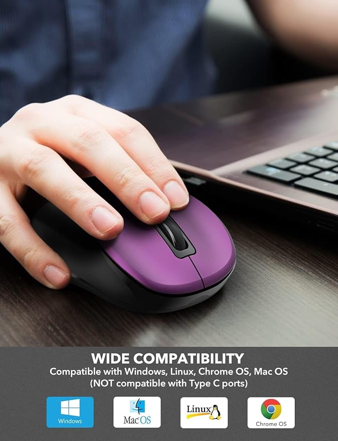 Trueque Wireless Mouse for Laptop, 2.4GHz Ergonomic Computer Mouse