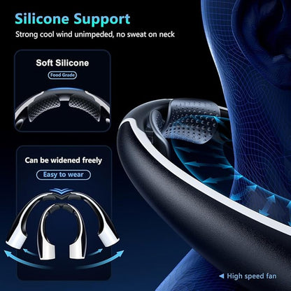 AI Neck Fan, 4 Speeds Adjustable Portable Personal Fan Rechargeable, 4000 mAh
