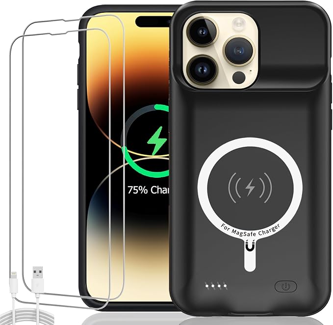 Battery Case for iPhone 14 Pro Max, Upgraded 10800mAh Rechargeable Portable