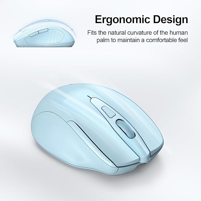 TECKNET Wireless Mouse Rechargeable 4800 DPI Silent USB A & Bluetooth Mouse 6