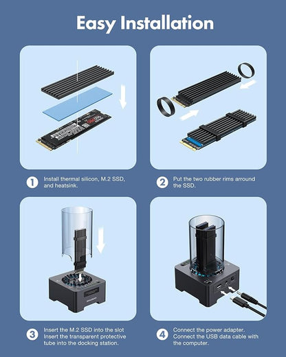 GRAUGEAR NVMe M.2 SSD Duplicator Dual-Bay Offline Clone Tool-Free, 20Gbps USB C