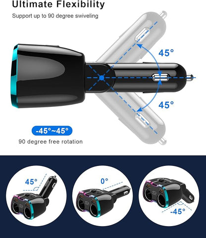 2024 Upgraded Cigarette Lighter Splitter, SUPERONE 180W 2-Socket Cigarette