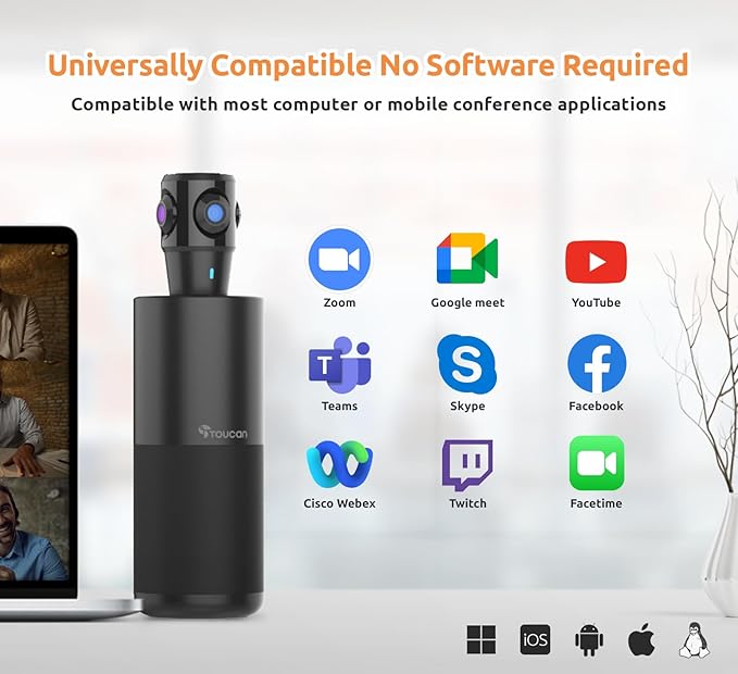 TOUCAN 360-Degree Video Conference Camera, 1080p HD Webcam