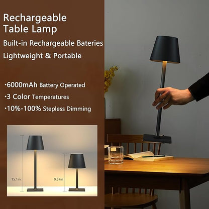 4 Pack Cordless Table Lamps, Portable Rechargeable Lamp, 6000mAh Battery