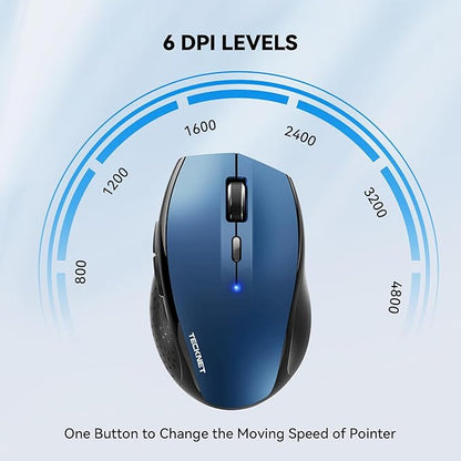 TECKNET Bluetooth Mouse, 4800 DPI Wireless Mouse, 2-Year Battery 6 Adjustable