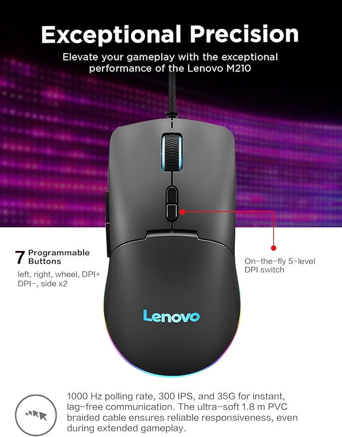 Lenovo M210 RGB Wired Gaming Mouse