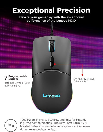 Lenovo M210 RGB Wired Gaming Mouse