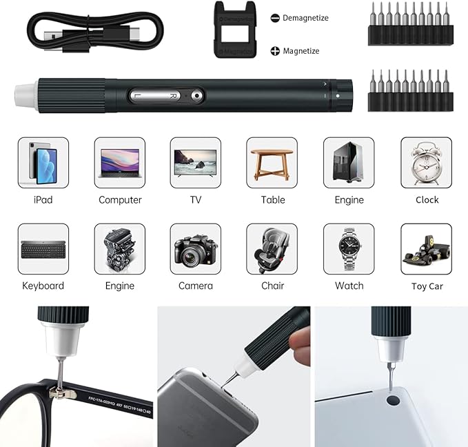 Mini Electric Screwdriver, JAKEMY Adjustable Torque Power Screwdriver Dual-mode