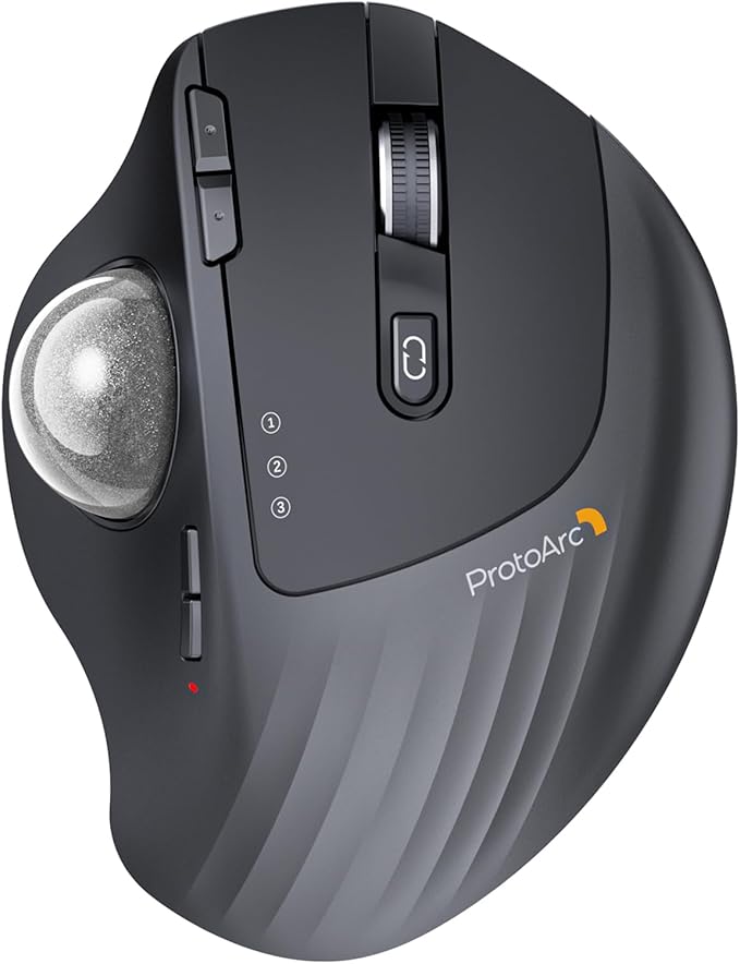 ProtoArc Wireless Trackball Mouse, EM01 NL Ergonomic Bluetooth Rollerball Thumb