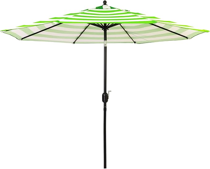 Sunnyglade 9' Patio Umbrella Outdoor Table Umbrella with 8 Sturdy Ribs (Grass Green and White)