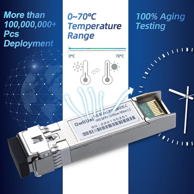10Pcs Single Mode 10G SFP+ Fiber Module Network Transceiver, LR SM1310nm 10km