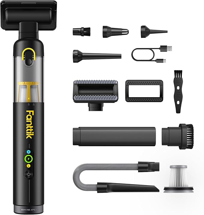 Fanttik Slim V10 APEX Cordless Car Vacuum, 4-in-1 Portable Mini Handheld Vac
