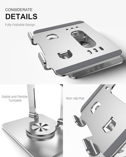 Tablet Stand Holder with Thickened 360°Rotating Base Dual Rod Adjustable