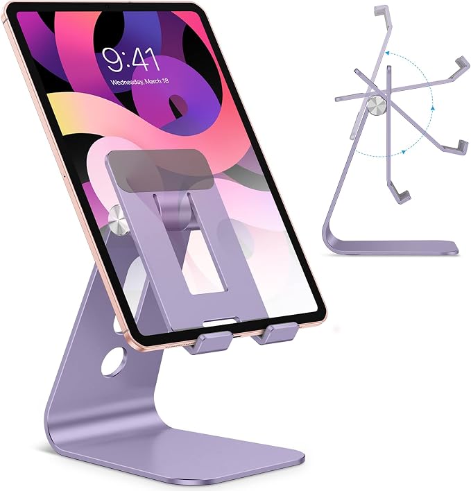 OMOTON Adjustable Tablet Stand for Desk, Upgraded Longer Arms for Greater