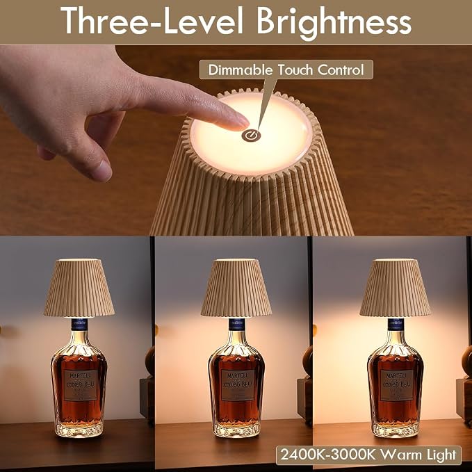 WILIT 2 Pack Wireless Bottle Lamp Shades