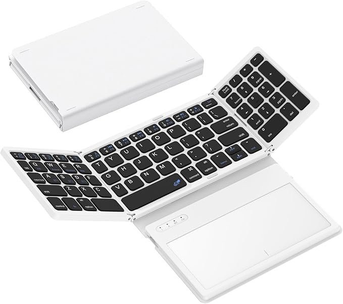 Foldable Bluetooth Keyboard, Portable Full Size Folding Keyboard