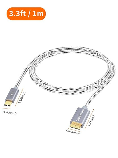 CableCreation 3.3FT USB C to Micro B Cable, 10Gbps Speed External Hard Drive