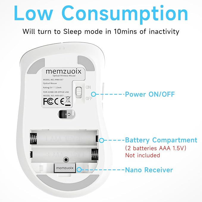 memzuoix 2.4G Wireless Mouse, 1400 DPI Computer Mice