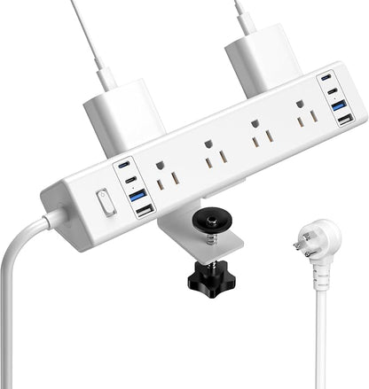 40W Fast Charging Station, Desk Clamp Power Strip 20W USB C, 8 Outlets