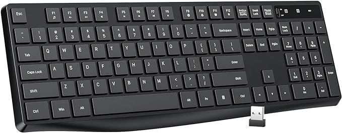 Lovaky MK98 Wireless Keyboard, 2.4G Ergonomic, Computer Keyboard, Enlarged