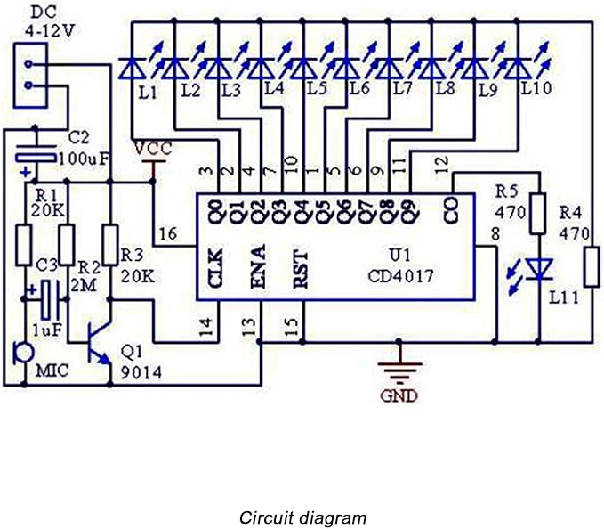 Soldering Practice Kit Sound-Activated LED Chaser Kit