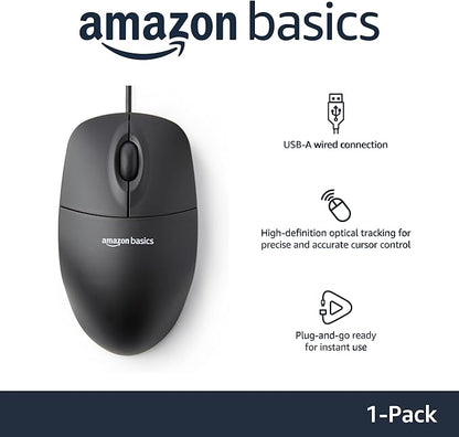 Amazon Basics 3-Button USB Wired Mouse