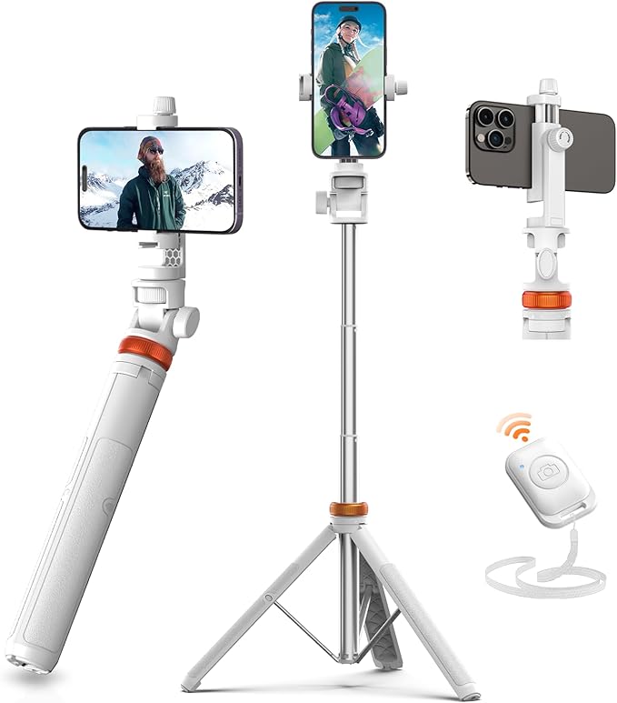EUCOS 62" Tripod for iPhone, Sturdy Selfie Stick Tripod