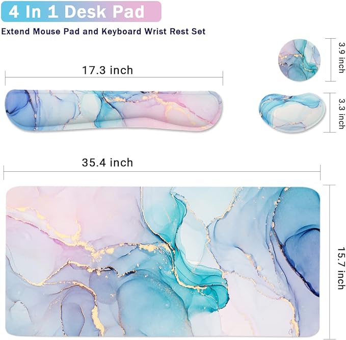 Large Mouse Pad Desk Dad, 4-in-1 Keyboard Wrist Rest Pad & Wrist Support Mouse
