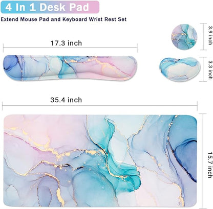 Large Mouse Pad Desk Dad, 4-in-1 Keyboard Wrist Rest Pad & Wrist Support Mouse