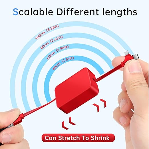 6 Pcs 3 in 1 Retractable Multi Chargers Cable