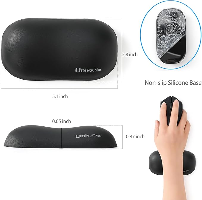 UnivoColors Design-Wave Set of Wrist Rest, Artificial Sheepskin+Memory