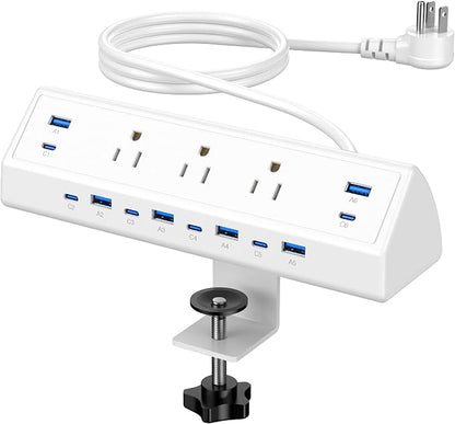 Jgstkcity 130W Desk Clamp Power Strip, 12 USB Ports, Surge Protector, ETL