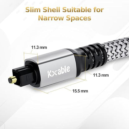 Optical Audio Cable 20 FT, Digital Audio Cable, Toslink Fiber Optic Cord