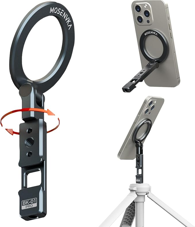 Magnetic Tripod Phone Mount, Travel Phone Grip