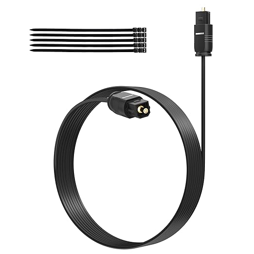 Adoreen Ultra-Thin Slim Digital Optical Audio Cable 20FT, Fiber Optic SPDIF