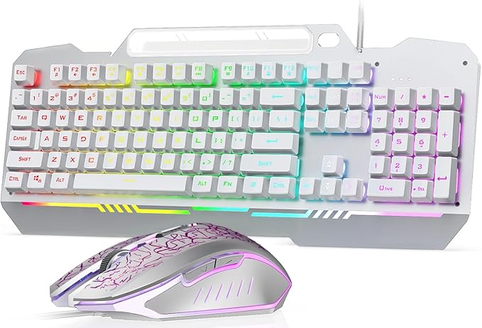 AULA Gaming Keyboard, T102 104 Keys Keyboard and Mouse Combo, USB Wired
