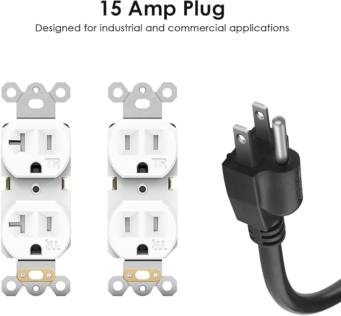 JUNNUJ 20 Amp Power Strip Surge Protector 4800J, Heavy Duty 8 Outlet Metal
