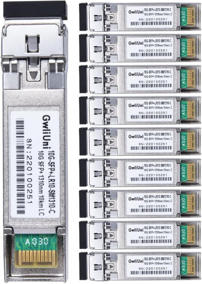 10Pcs Single Mode 10G SFP+ Fiber Module Network Transceiver, LR SM1310nm 10km