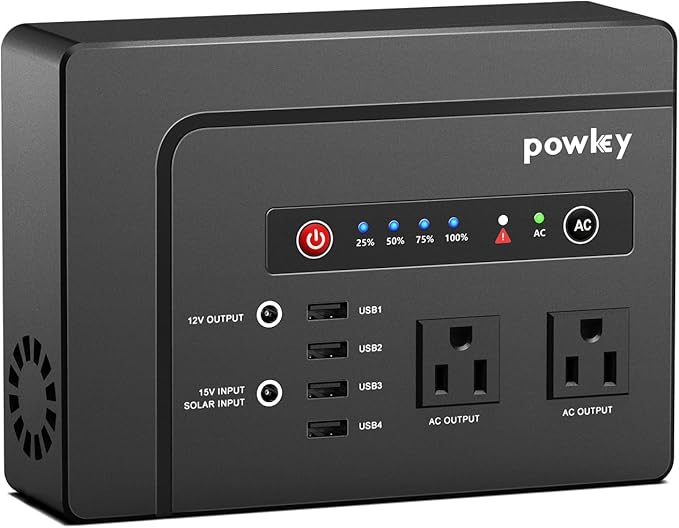 Powkey Portable Power Station 200W, 146Wh Portable Solar Generator Battery Pack