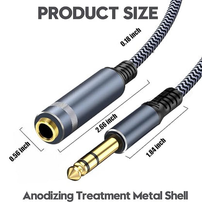1/4 inch Extension Cable 50ft, 1/4" inch Male to Female Stereo Extension Cable