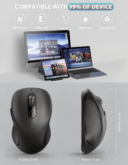 Trueque Wireless Mouse for Laptop, 2.4GHz Ergonomic Computer Mouse