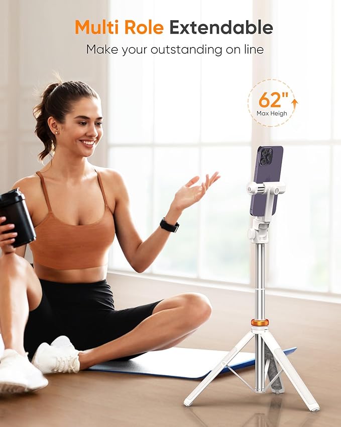 EUCOS 62" Tripod for iPhone, Sturdy Selfie Stick Tripod