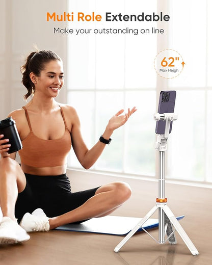 EUCOS 62" Tripod for iPhone, Sturdy Selfie Stick Tripod