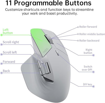 Rapoo MT760 Multi-Device Wireless Mouse, 11 Programmable Buttons, 4K DPI