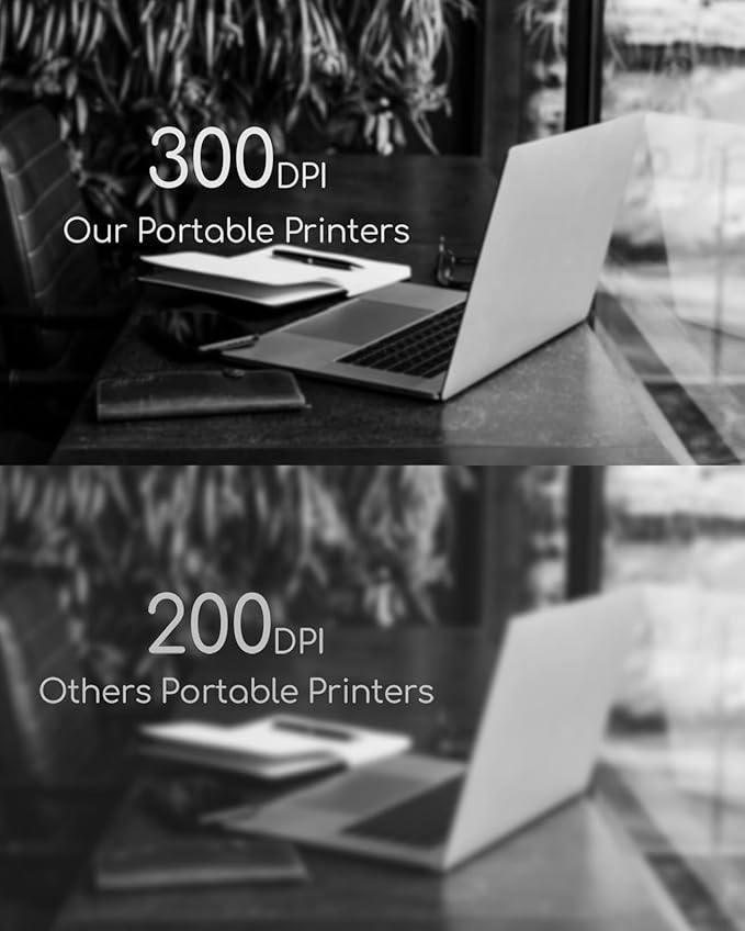 Portable Printers Wireless for Travel, Inkless Thermal Printer, Small Bluetooth