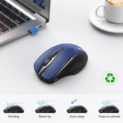 TECKNET Wireless Mouse Silent 4800 DPI Computer USB A & Bluetooth Mouse 6