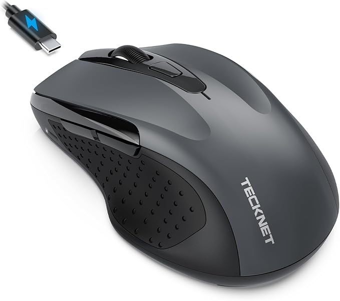 TECKNET Rechargeable Jiggler Wireless Mouse 4800 DPI Silent USB A & Bluetooth