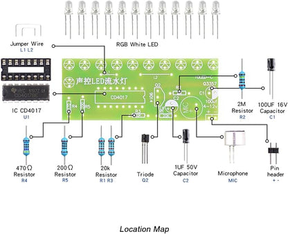 Soldering Practice Kit Sound-Activated LED Chaser Kit