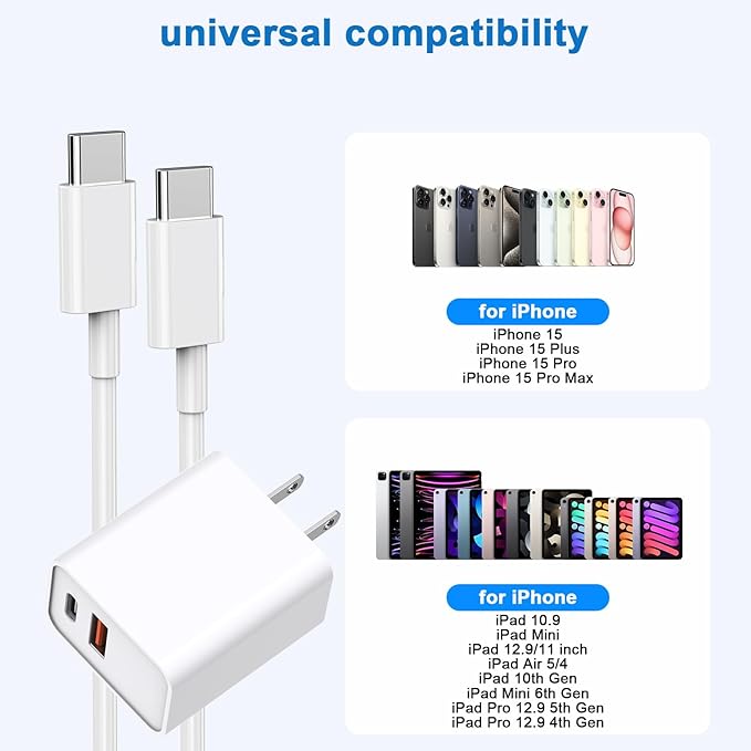 10FT iPhone 16e Fast Charger, iPad Pro/Air/Mini
