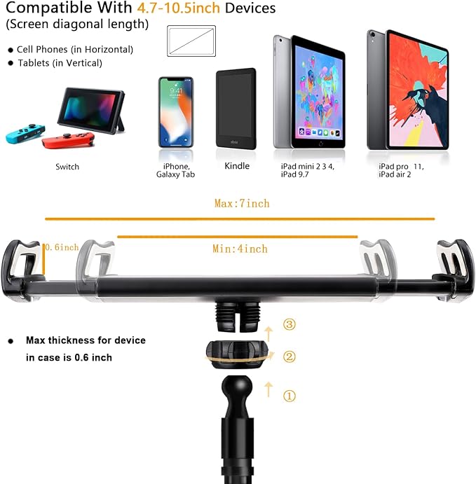 Gooseneck Tablet Phone Holder | Kindle Stand Holder